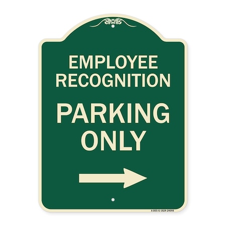 Signmission Employee Recognition Parking Right Arrow Heavy-Gauge Aluminum Sign, 24" x 18", G-1824-24098 A-DES-G-1824-24098
